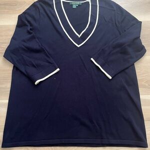 Ralph Lauren Navy V-Neck Sweater
